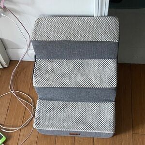 Gray & Cream Fabric Pet Steps - Three-Tier